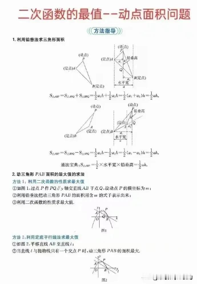 九年级数学培优：二次函数最值—动点面积问题