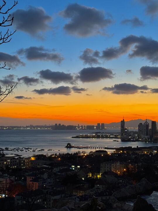 ·青岛 3.6信号山实况！橘子海日落🌅！！！