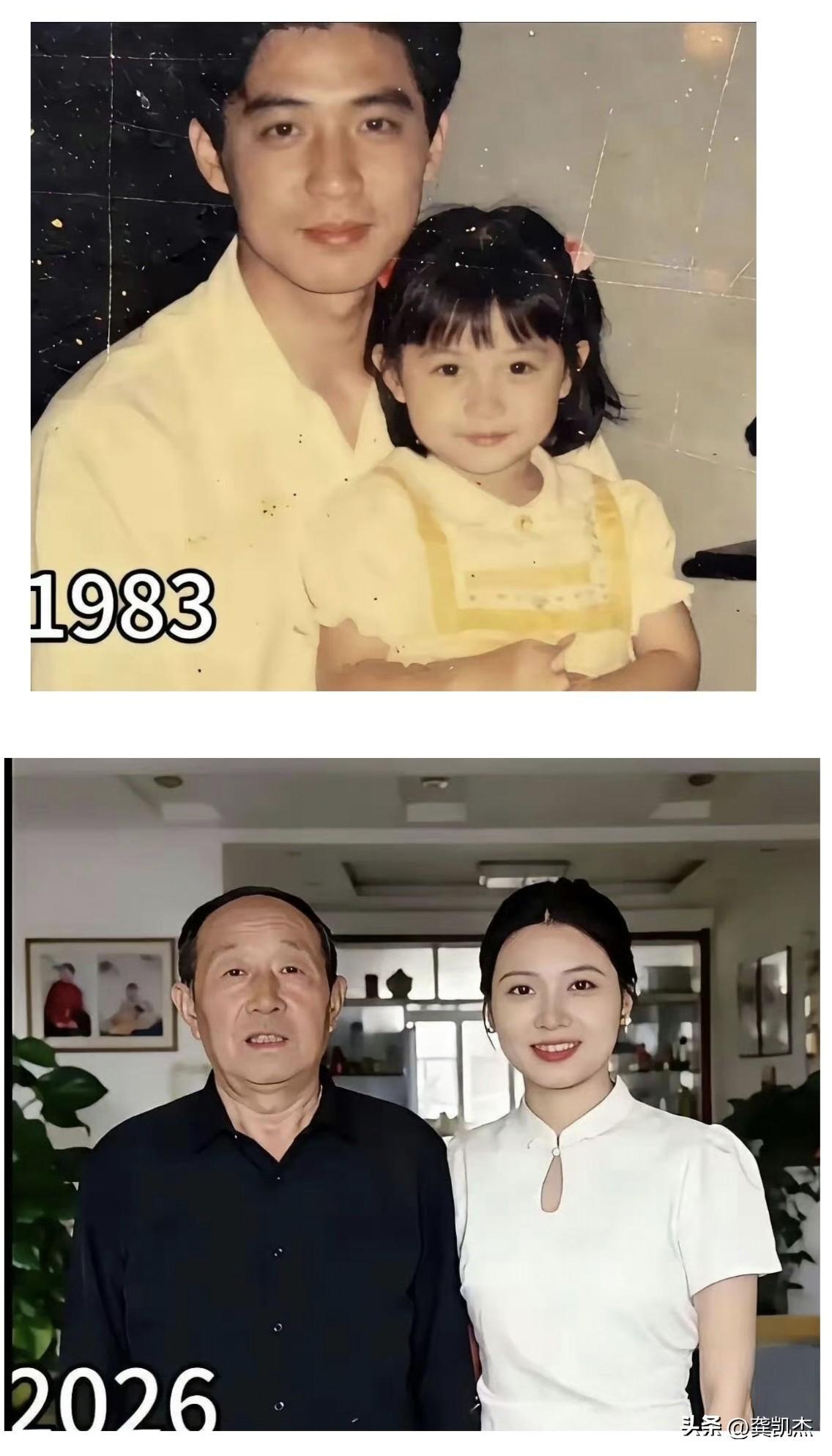 一张照片，两代人，半生时光。你陪我长大，我陪你变老，这大概是世间最浪漫的事。