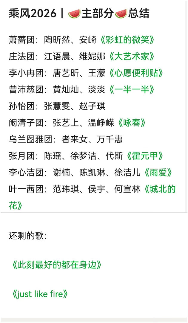 乘风破浪的姐姐  浪姐一公选曲乘风2026｜ 