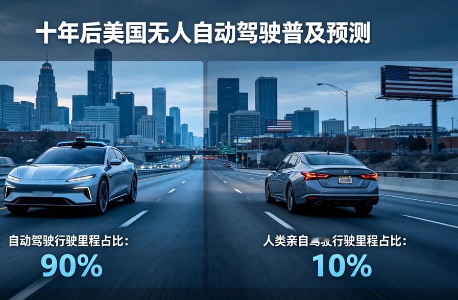 马斯克说十年后90%的行驶里程由机器完成，人类自己开车成了“稀罕事”。
看完我只