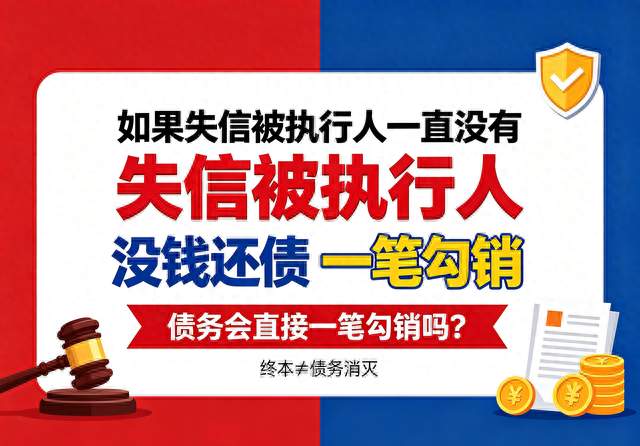 如果失信被执行人一直没有钱还债，债务会直接一笔勾销吗？