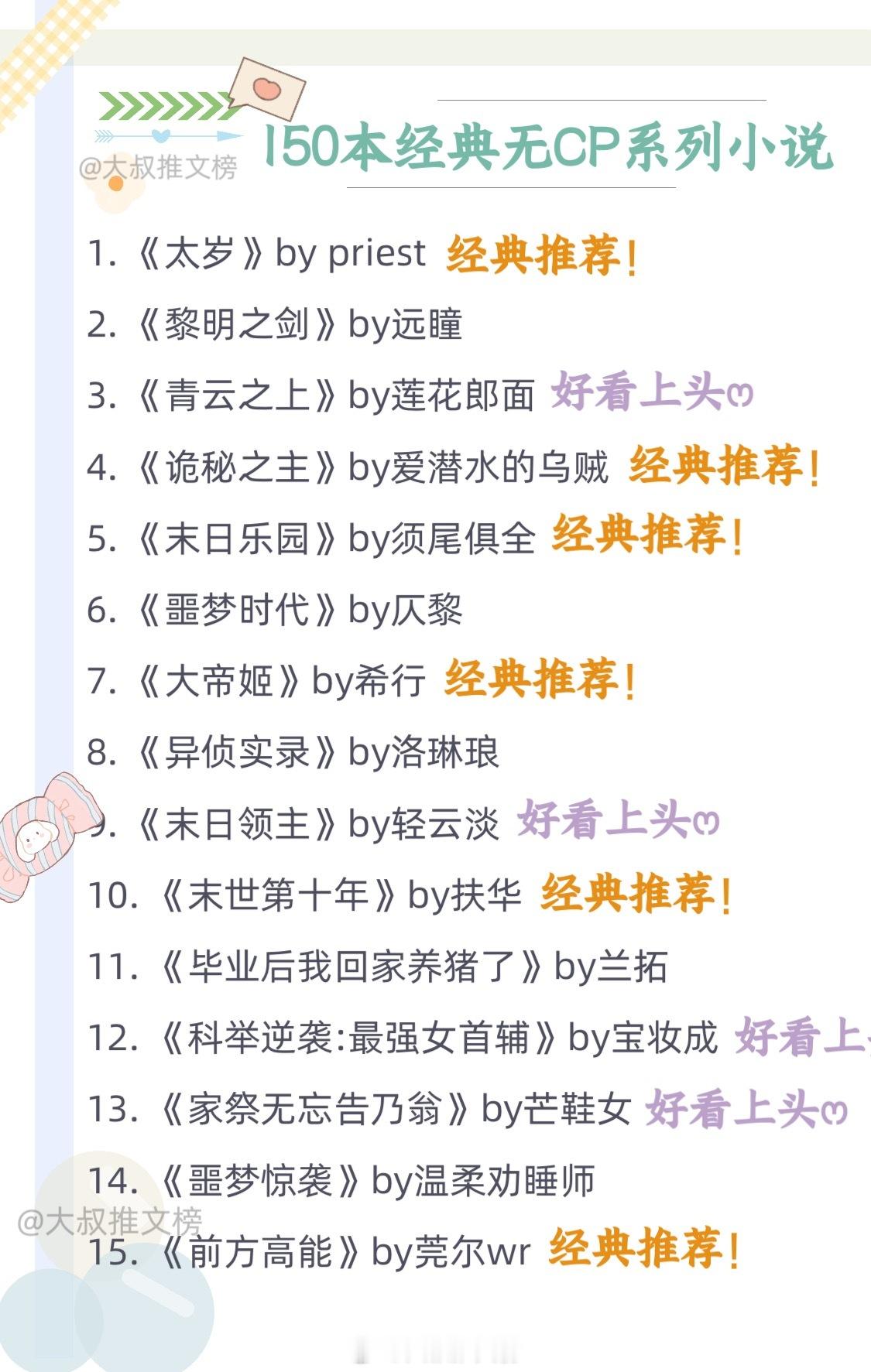 精心整理了150本高质量无C经典小说合集~女主向搞事业、末世、无限流、大女主、男
