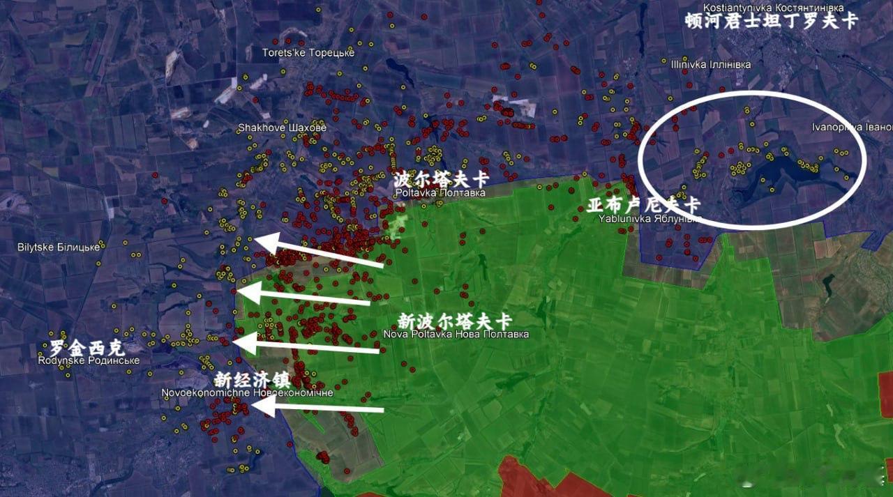 你以为没啥变化的前线其实有着激烈的炮击和轰炸。在红军村和顿河君士坦丁罗夫卡之间的