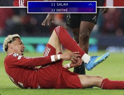 #埃基蒂克疑似跟腱重伤#欧冠利物浦vs巴黎上半场，埃基蒂克无对抗伤退，他倒地时痛