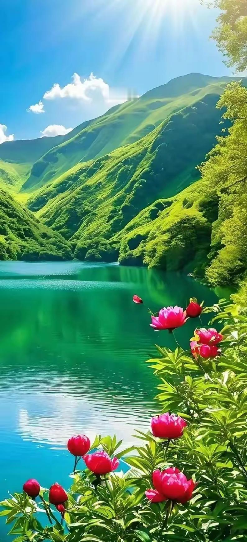 下联：绿水无言万古诗。

（图片来自网络）