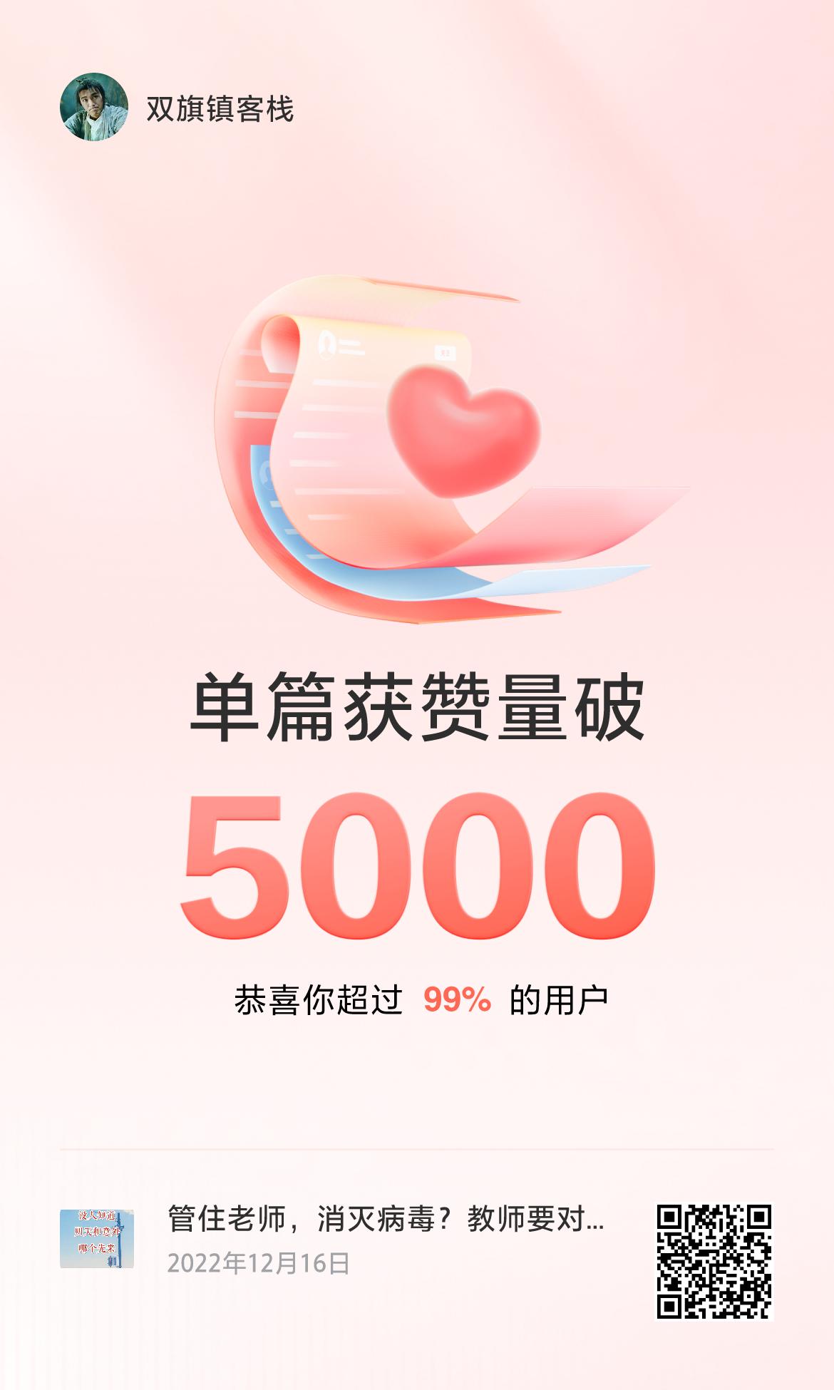 🔥我创作的单篇内容获得超过5000赞了！