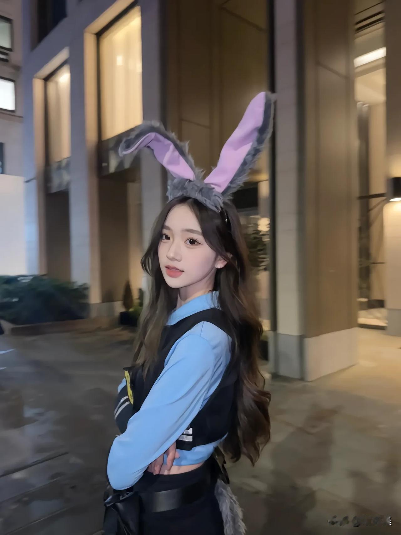 兔耳少女夜跑，活力满满！🐰🏃‍♀️