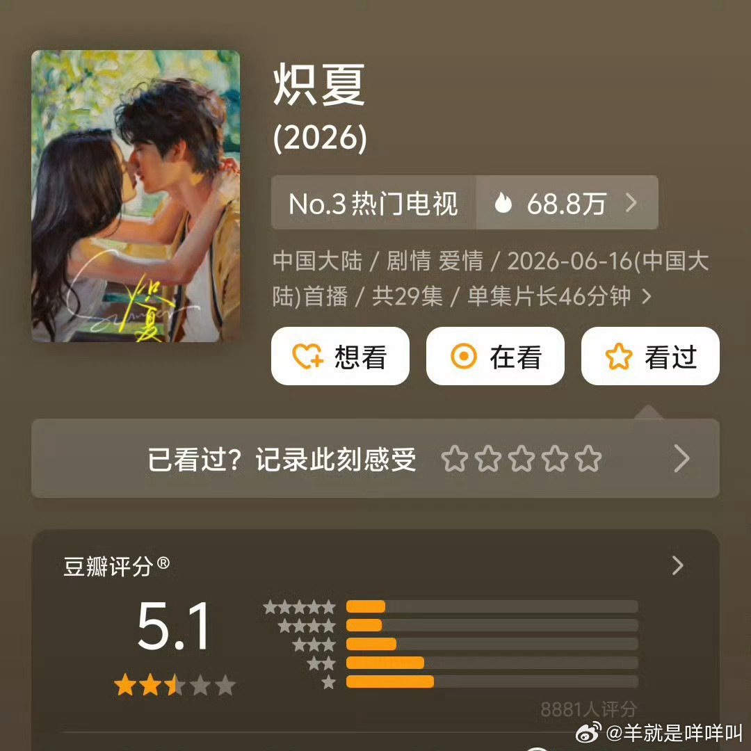 近期电影电视剧豆瓣开分情况 《南部档案》豆瓣评分：6.7 主演：张新成、丁禹兮《