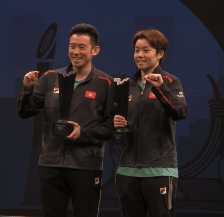 WTT球星挑战赛多哈站2026 颁奖仪式混双冠军：黄镇廷/杜凯琹混双亚军：朴康贤