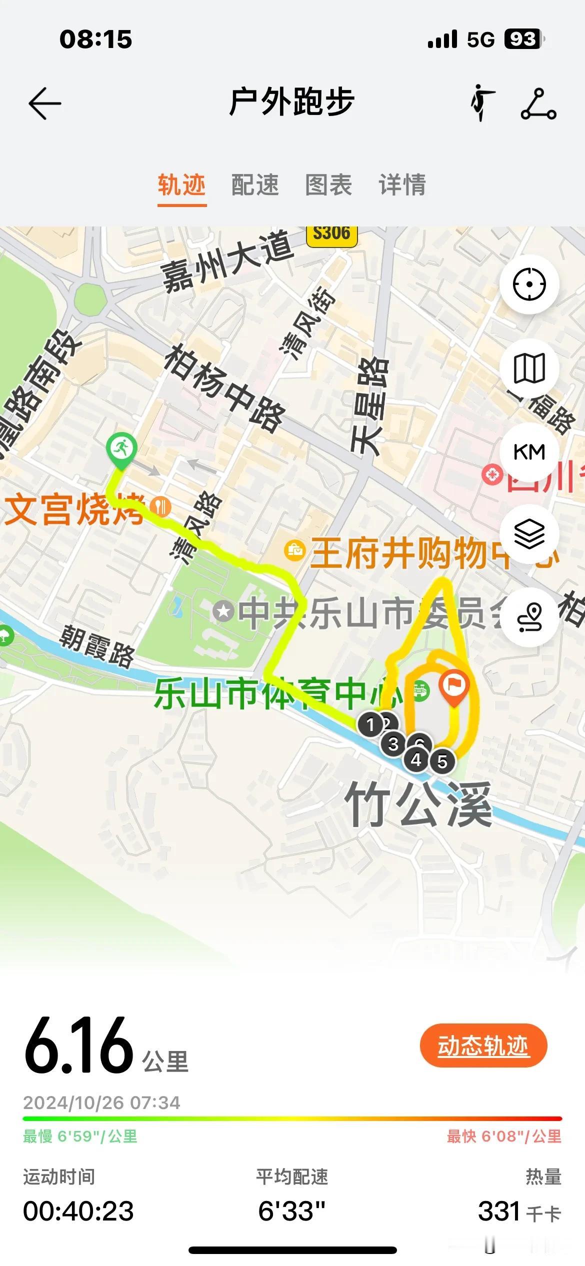 跑步：打卡6公里，630的配速，平均心率每分钟161次。
今天去体育场跑的，本身