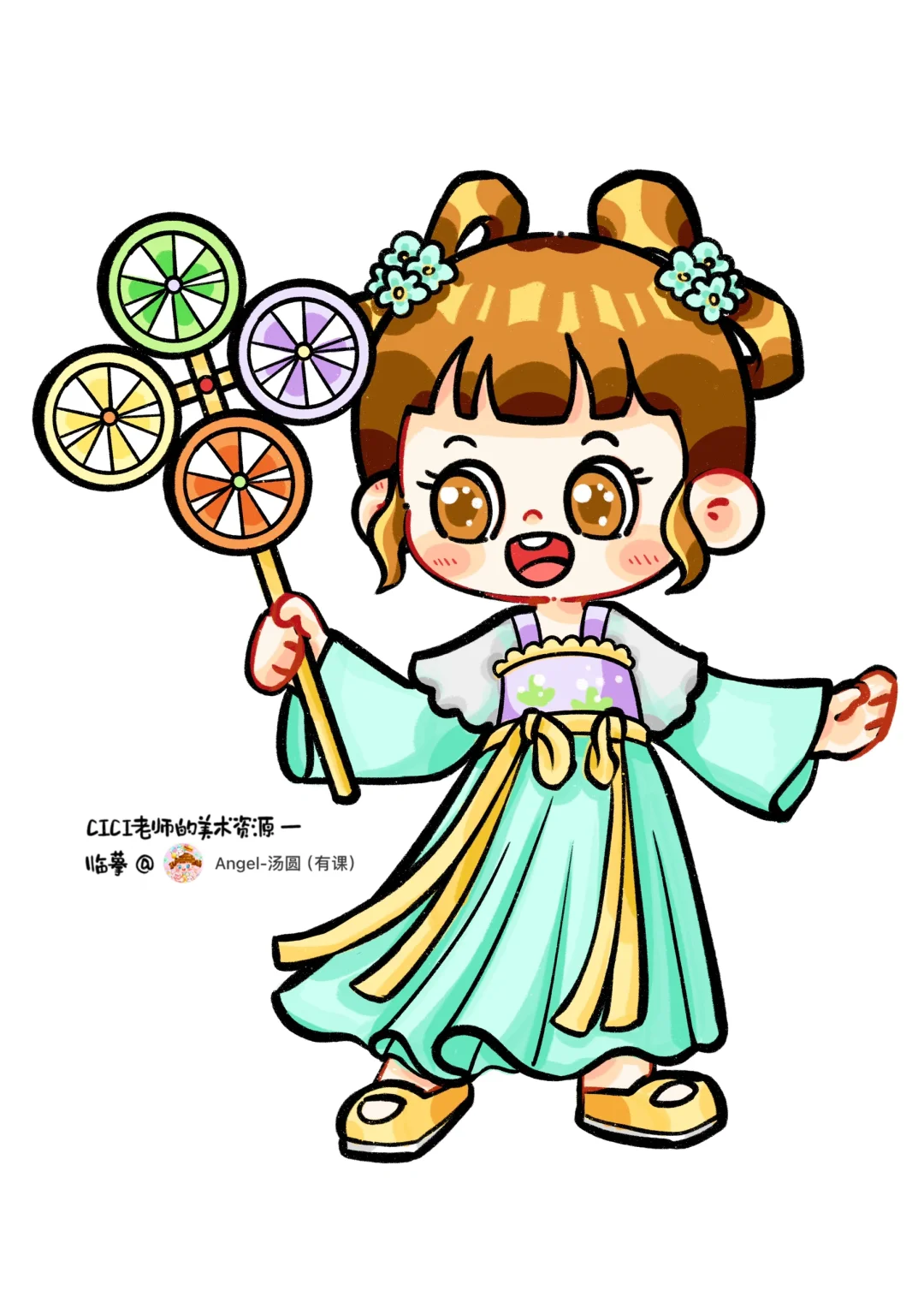 儿童画｜古风主题人物团练9