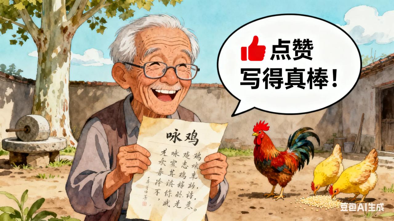 这才是“接地气”的文学！大爷用18字《咏鸡》赢麻了。湖南大爷70大寿灵感突发，仿