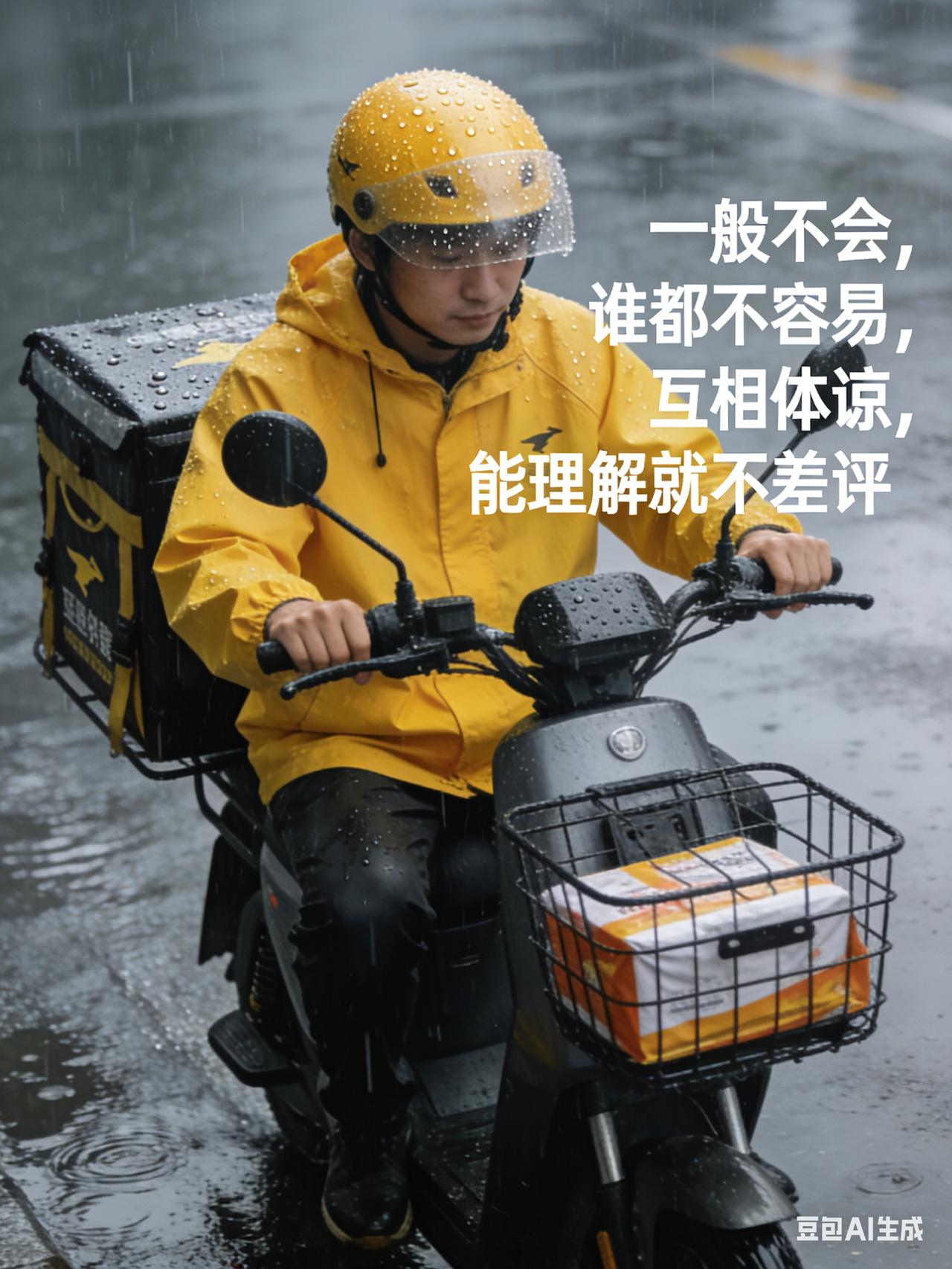 外卖骑手配送超时，你会给他差评吗一般不会，谁都不容易，互相体谅，能理解就不差评。