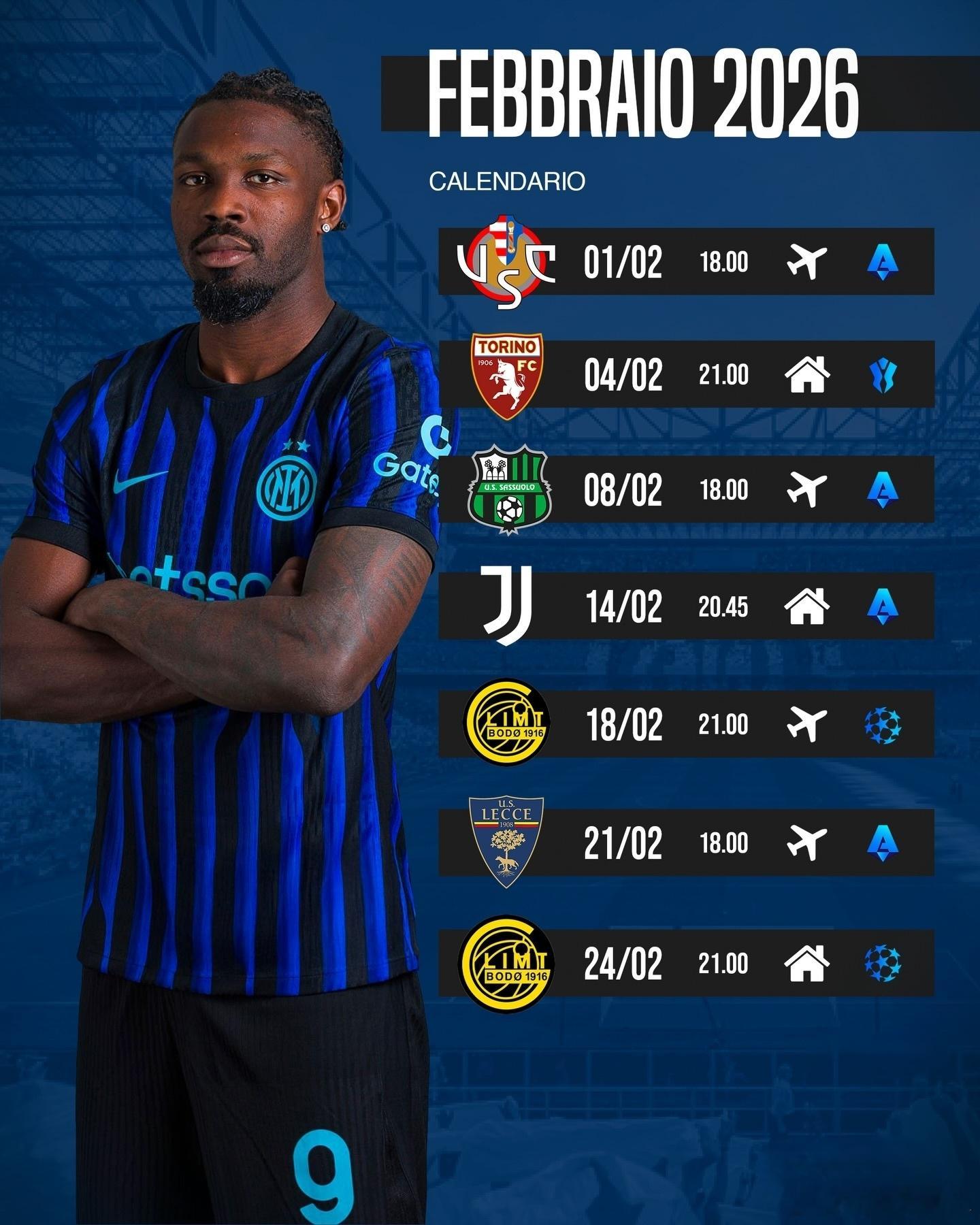 国际米兰2月份完整赛程，伤病来袭要稳住！国际米兰意甲热点现场