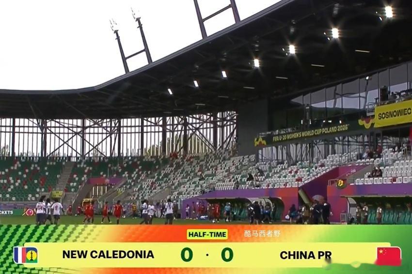 【U20女足世界杯半场评球，中国U20vs新喀里多尼亚U20】半场比分0比0，但