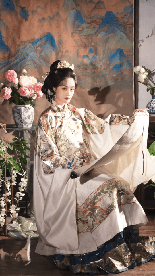 蓝盈莹明制汉服造型  蓝盈莹轻松拿捏明制汉服！团扇半遮面尽显温婉灵动，元宵氛围感