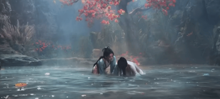 周翊然水中出浴图，看起来有性张力吗 