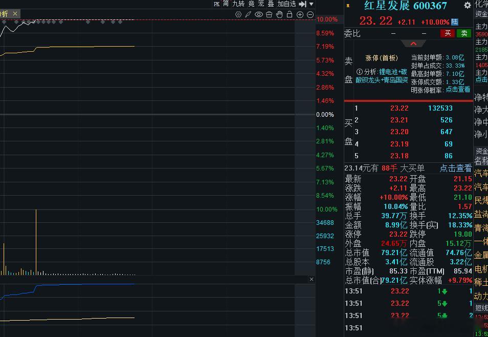 红星发展拿下涨停板，手握14个点，账户收获颇丰，期待明天的爆发，继续来个涨停板！
