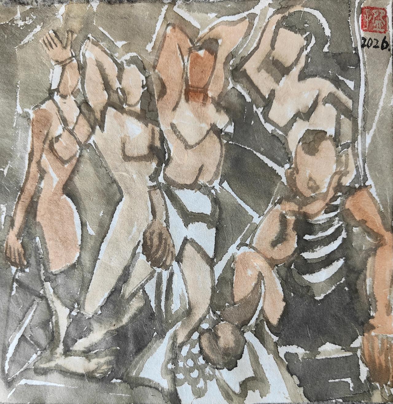 碗拟世界名画《亚威农少女》