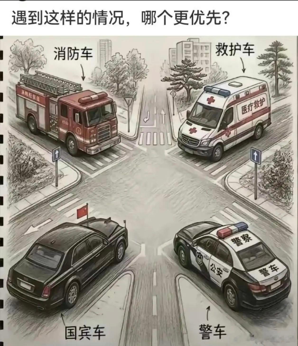 这种情况下，什么车更优先通过