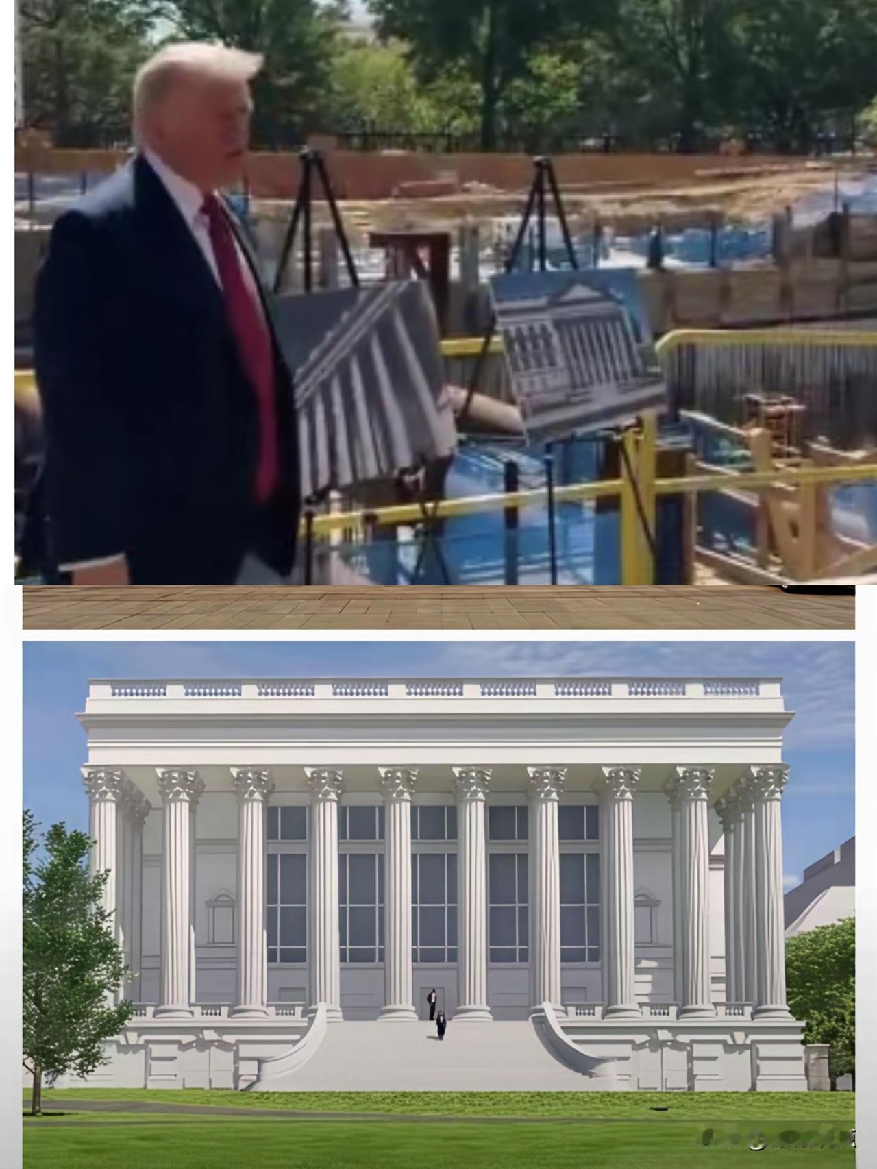 果然，特朗普回去后第一件事就是把白宫宴会厅建成这样了。不用想，这是高仿我们的那个