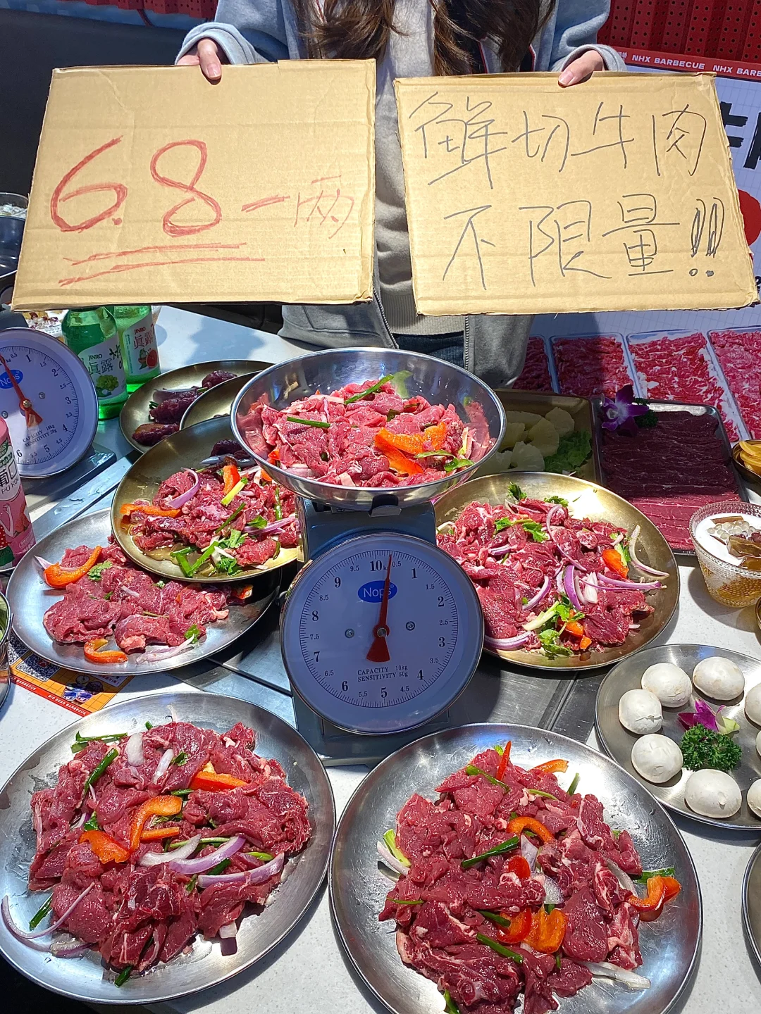 河源 认真的？ 6.8r的鲜切牛肉还桌桌带称？