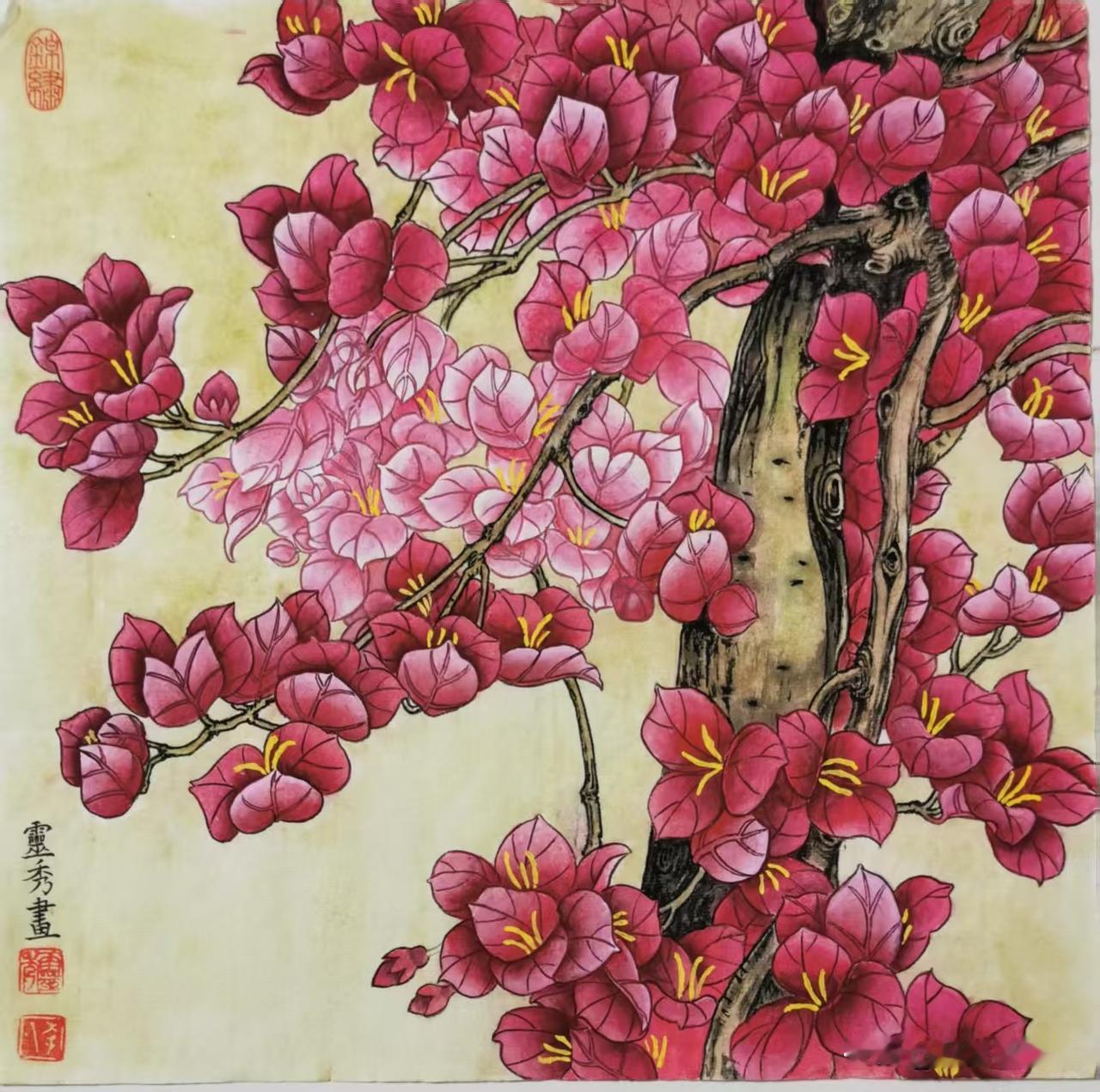 百花图（十四）
霜天晓角  三角梅
文/李灵秀

温柔奔放。艳丽多姿亮，朵朵热情