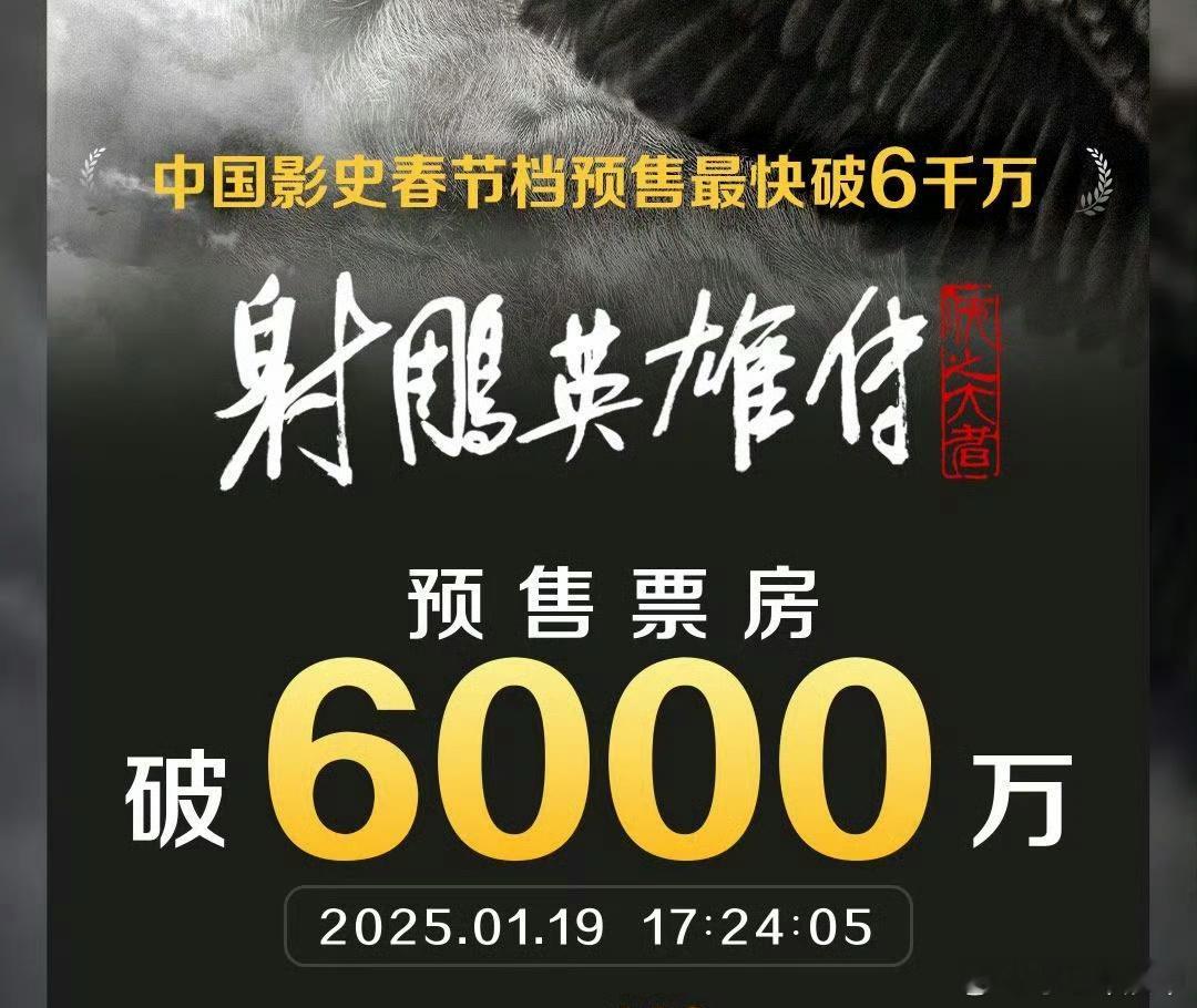 射雕英雄传预售破6000万  射雕英雄传侠之大者预售  今年春节档第一张电影票 