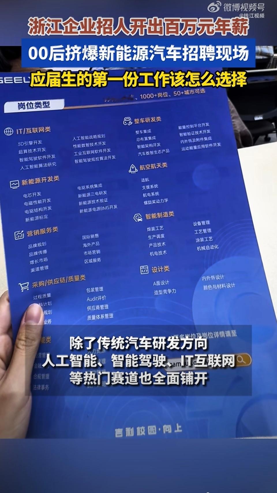 浙江车企开出百万年薪抢人应届生的第一份工作该怎么选这新能源汽车行业也算是未来可期