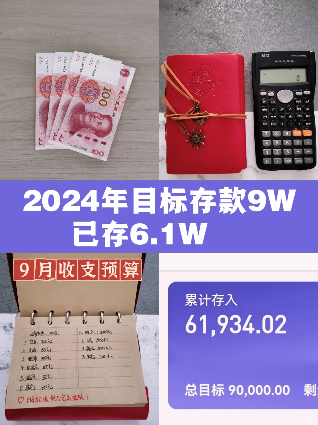 极简存钱｜2024年🎯存款9W,已存6.1W