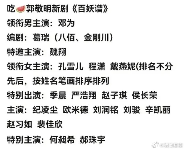 《百妖谱》传到邓为和孔雪儿了！《百妖谱》是郭敬明的戏，此前郭敬明法国邓为眼部特写