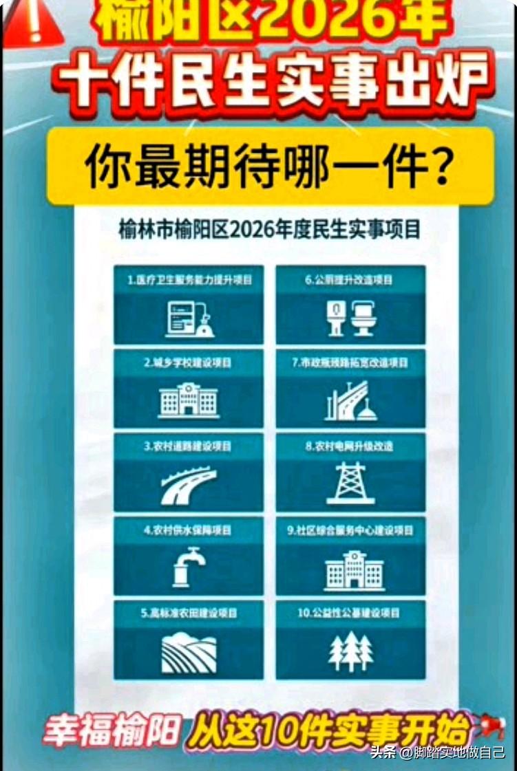 榆林榆阳放大招！10大民生实事全部敲定！城乡百姓通通受益🔥
 
实打实的福利！