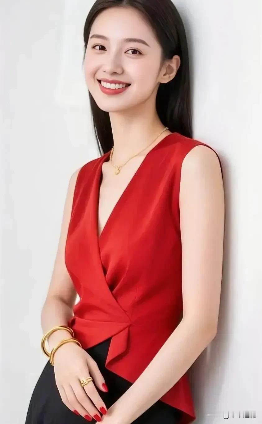 一袭红衫，明媚笑容，自带强大气场❤️
美女穿搭照 穿搭展示美女