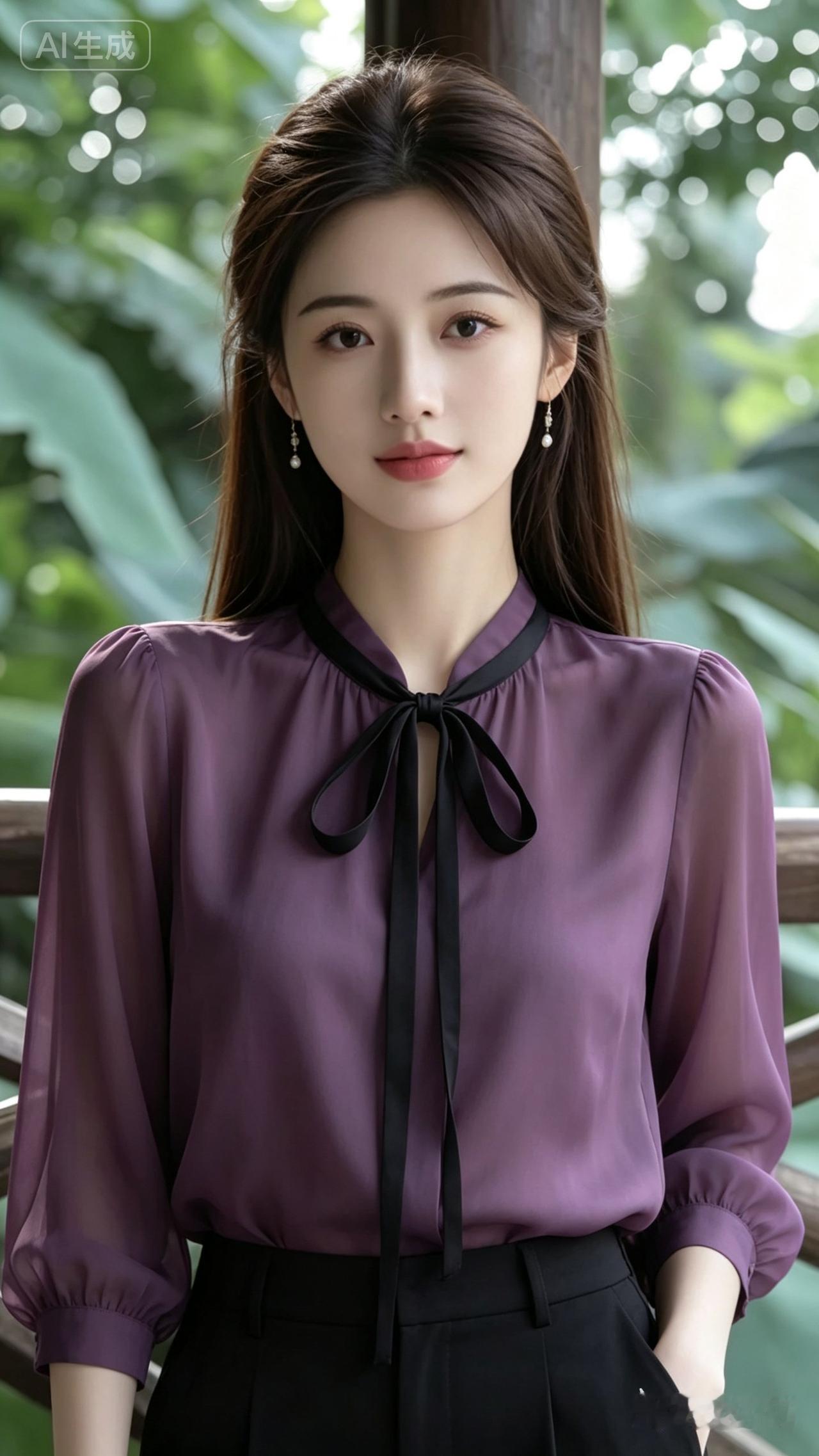 优雅紫色衬衫，气质女神范儿！