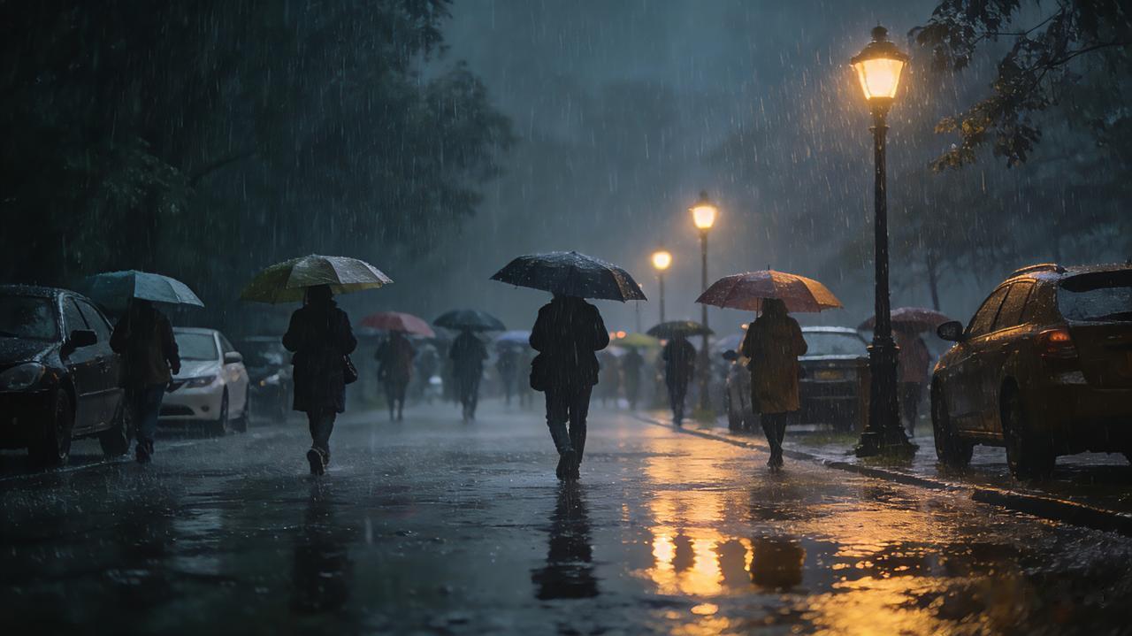 又被天气预报骗了

最近工作忙，偶尔看天气预报，不太准，预报小雨，结果下班的时候