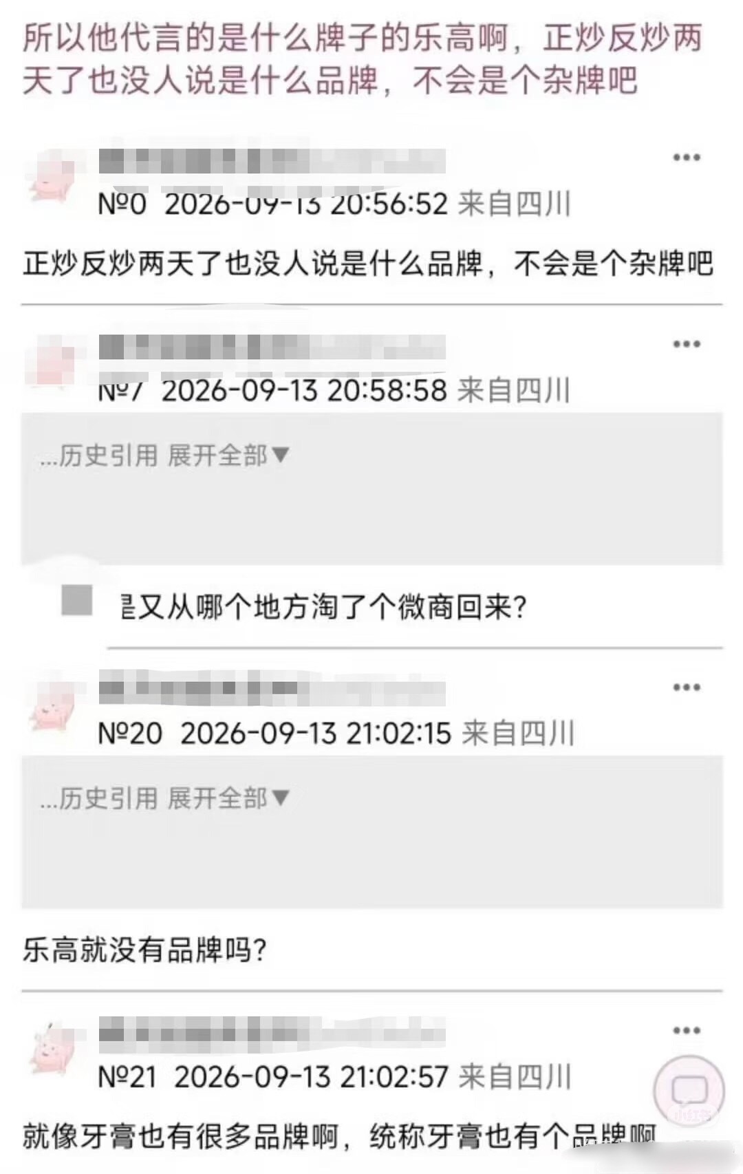 “什么牌子的乐高”“不会是个杂牌吧”“又从哪里淘了个微商回来”又被水产逗乐了，好