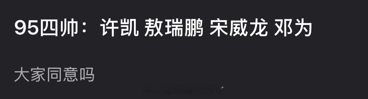 内娱95四帅盘点🈶，大家认同吗？许凯 敖瑞鹏 宋威龙 邓为 