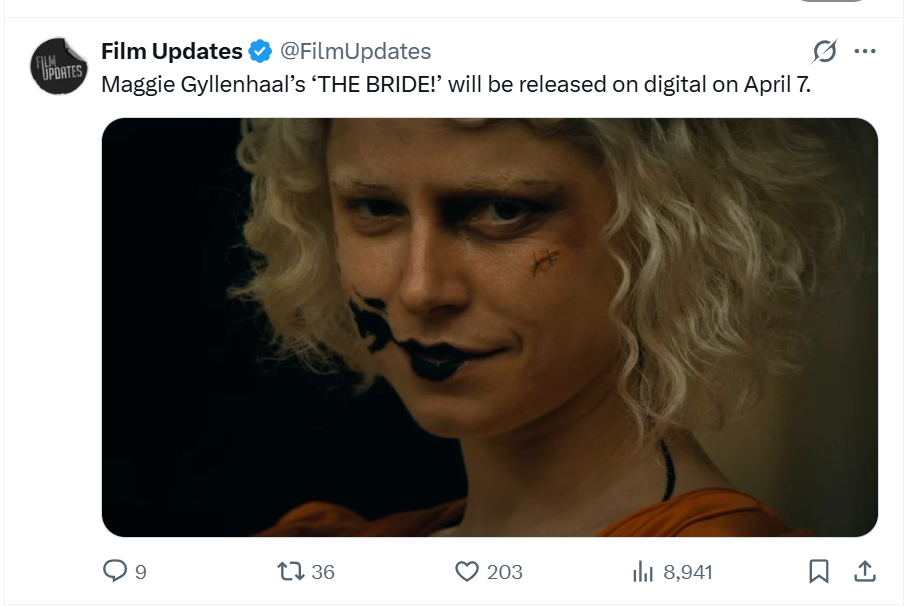 TNABO 热度 & 排片太虐没能看到《新娘》的观众，可以等4月7日上线观赏了 