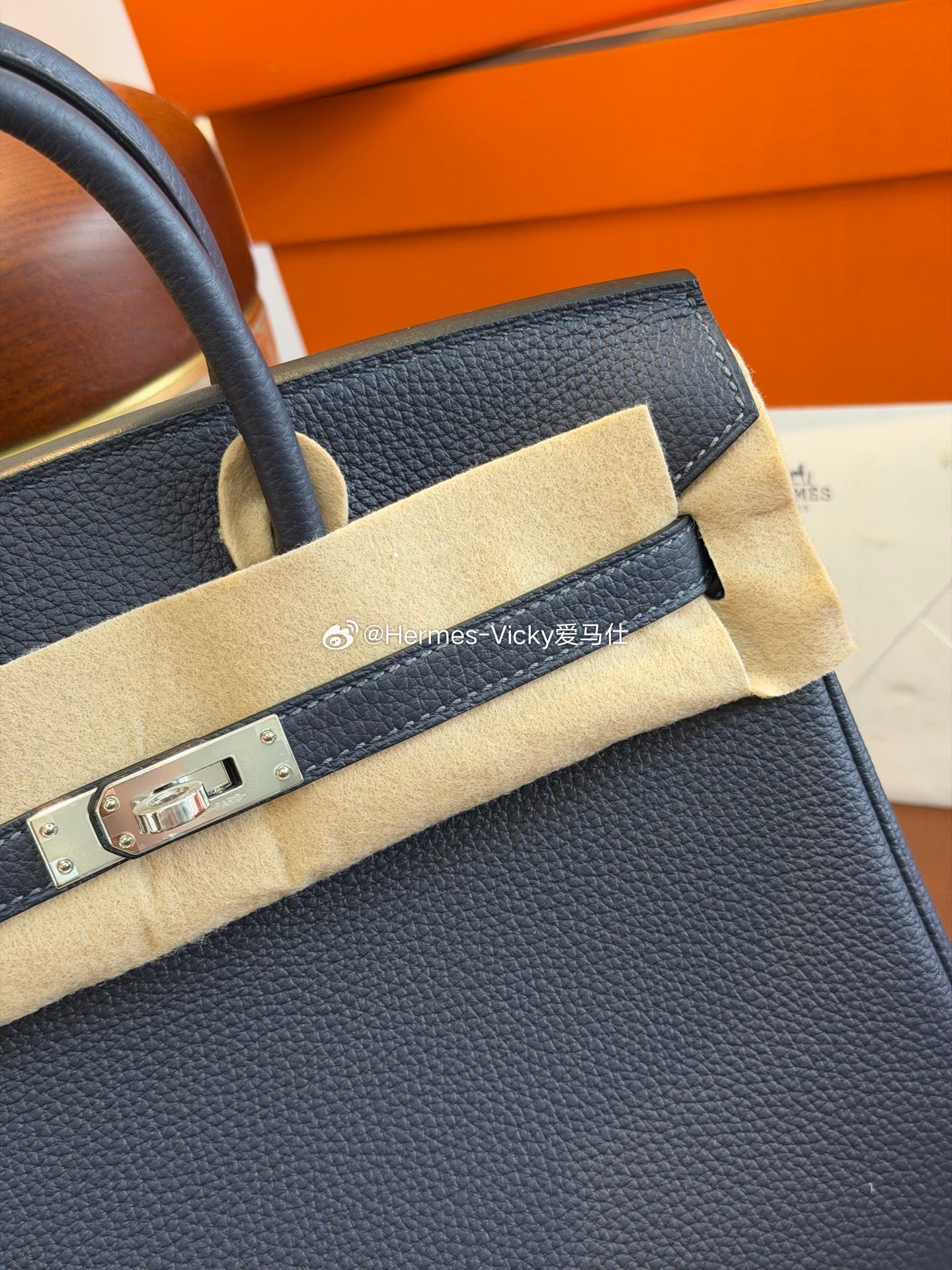 Birkin 25cm 午夜蓝 togo皮 银扣爱马仕hermes