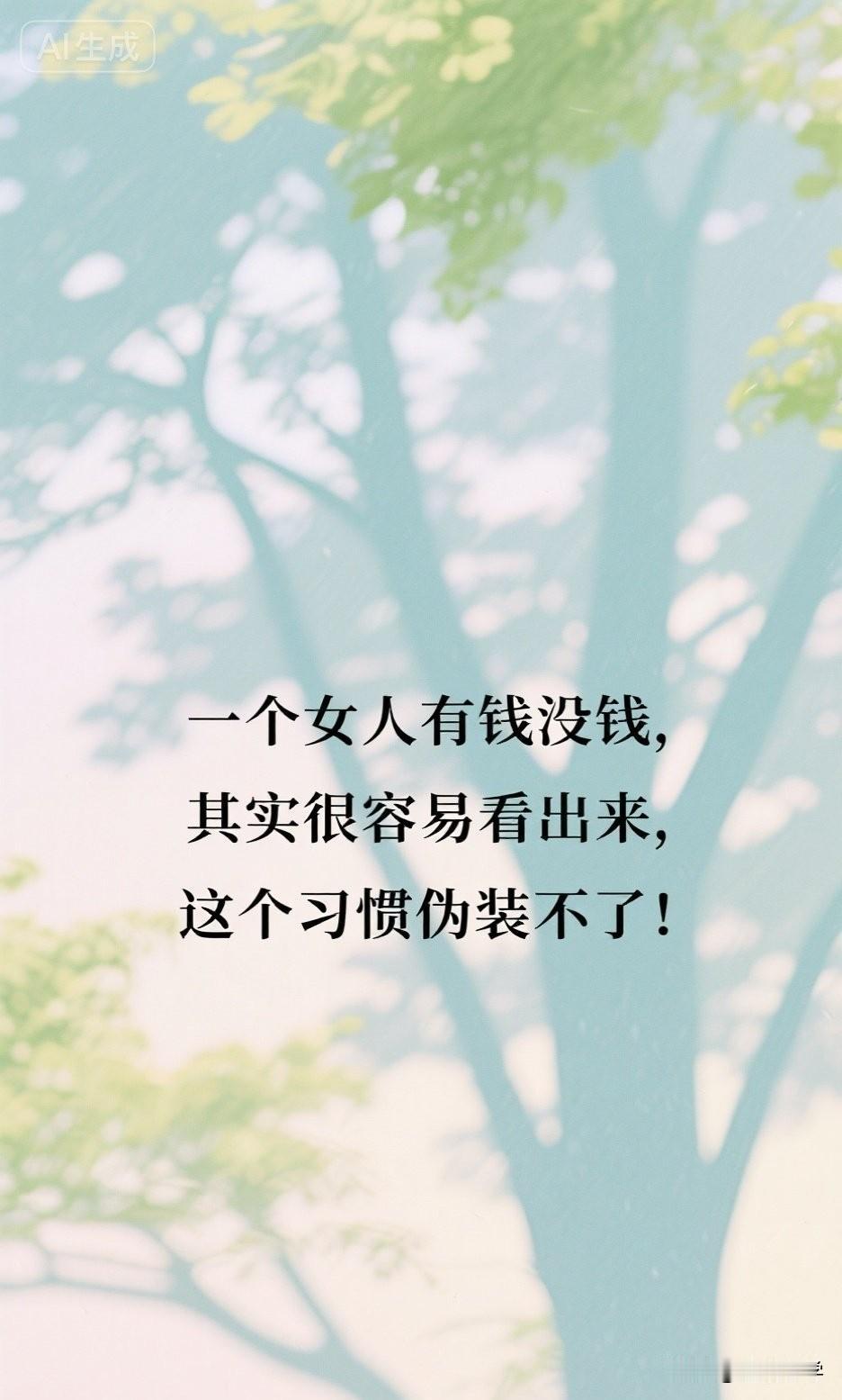 一个女人有钱没钱，其实很容易看出来，这个习惯伪装不了！

作家亦舒说：“真正有气