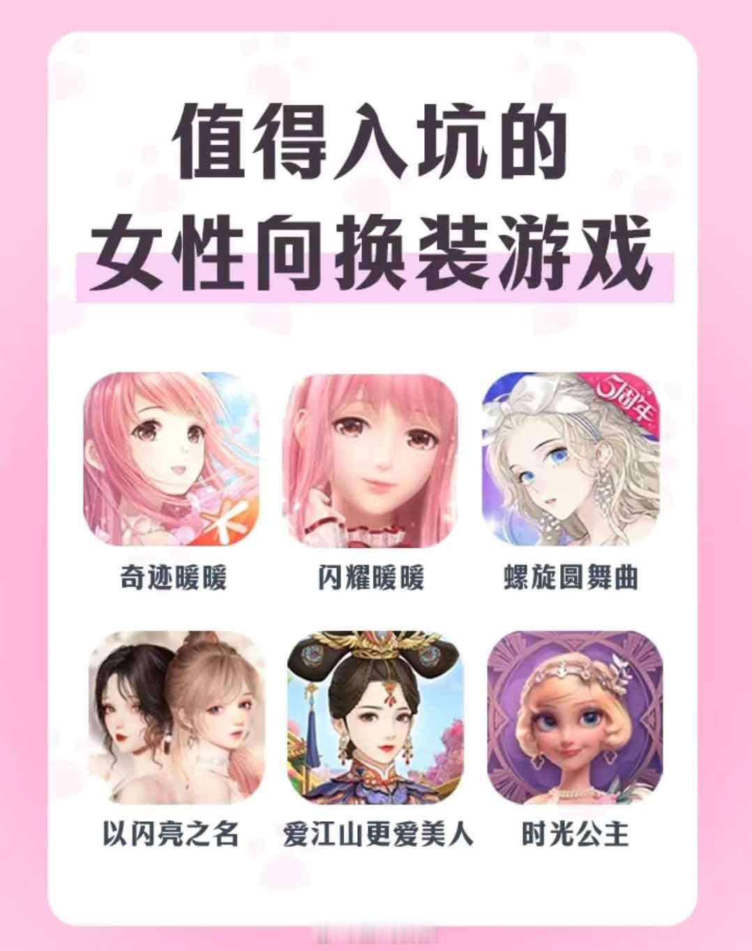 玩家盘点的值得入坑的6款换装游戏，你最常玩的是哪个？#闪耀暖暖##以闪亮之名# 