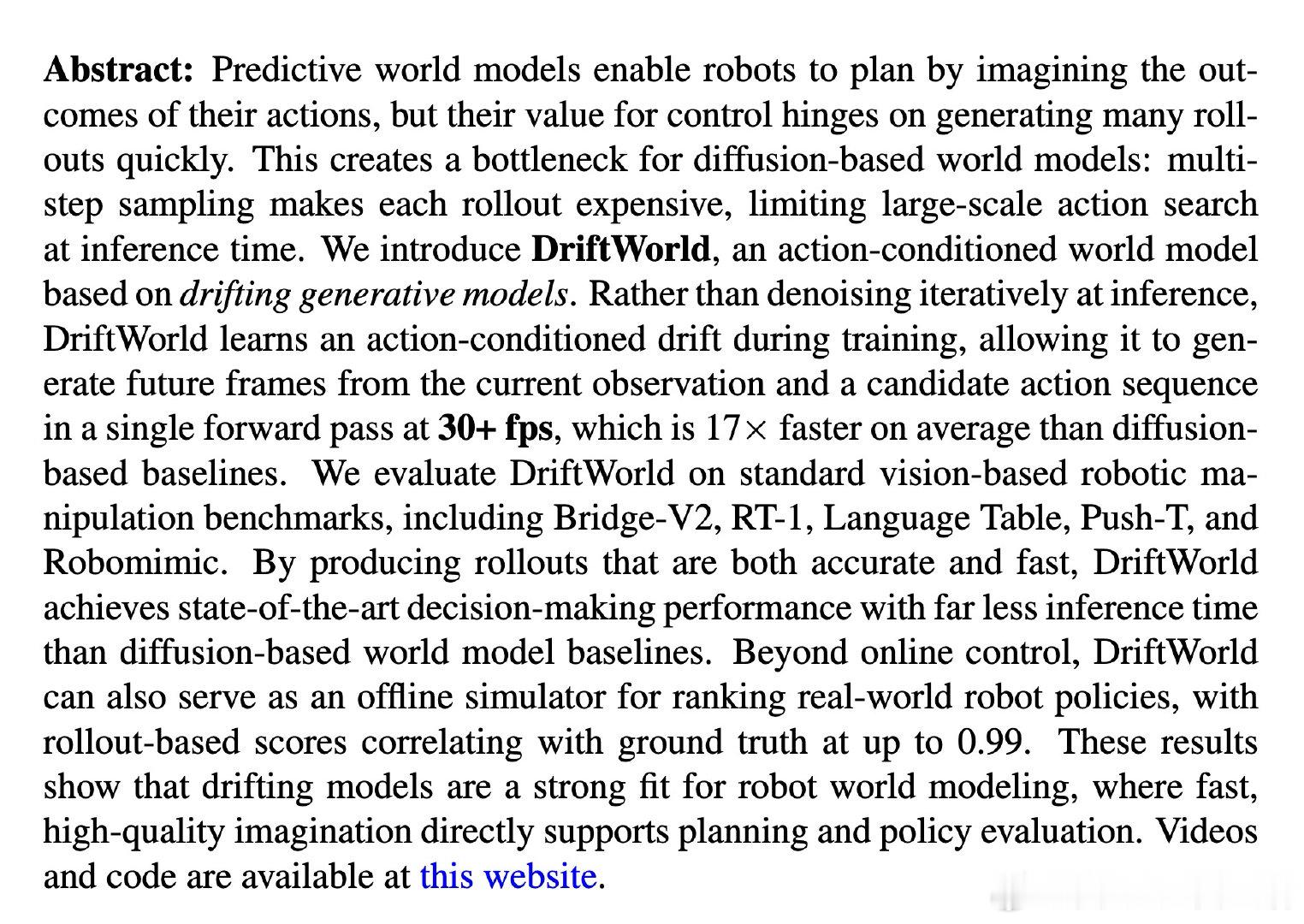 [RO]《DriftWorld: Fast World Modeling thr