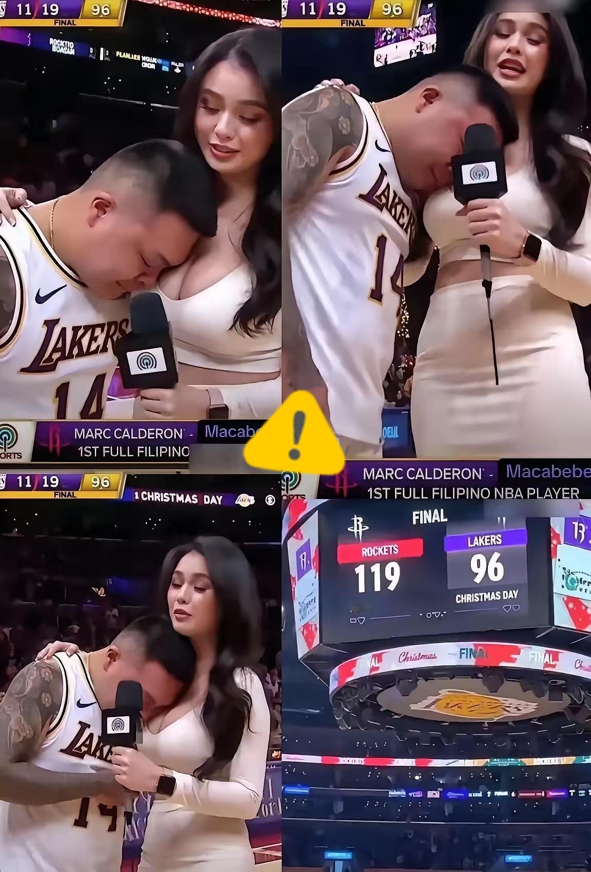 湖人96-119惨败！美女记者抱哭球迷圈粉，这才是赛场该有的温度
 
谁认识这位