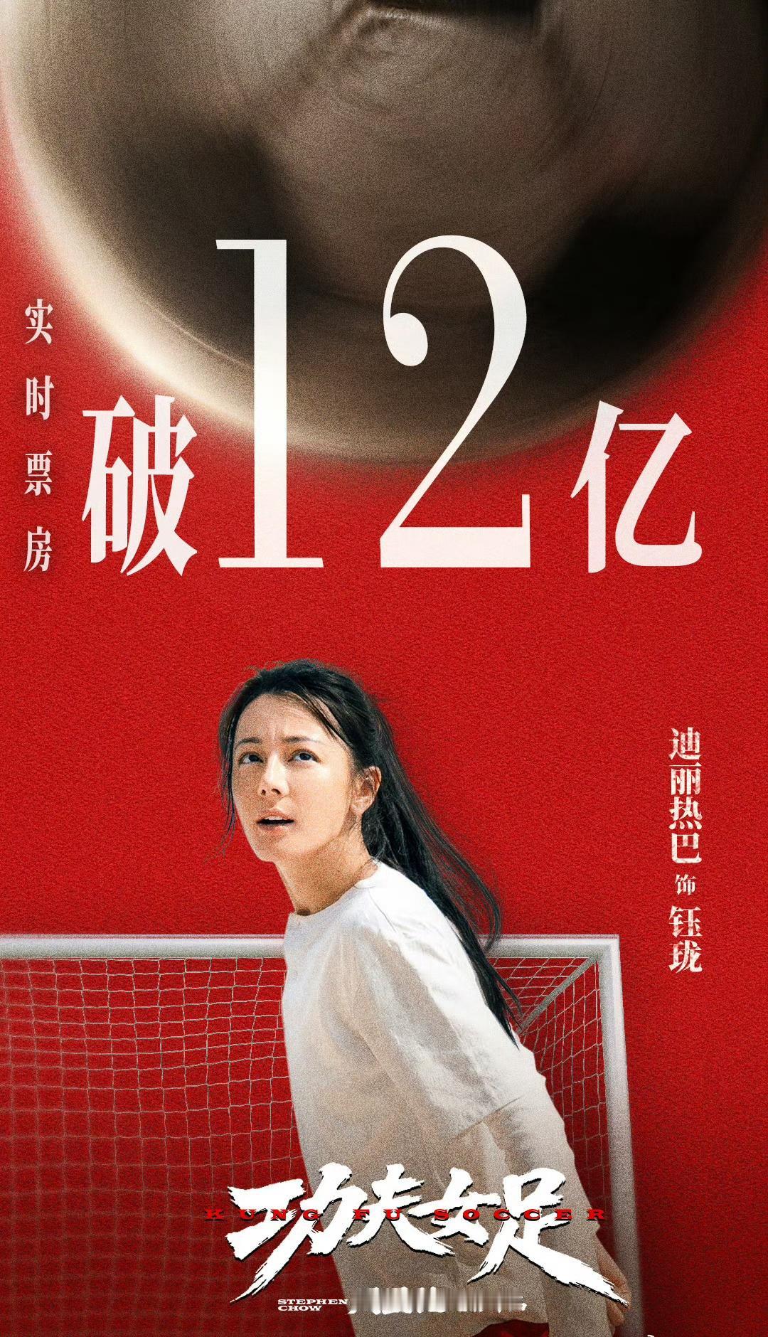 迪丽热巴超话  🎉迪丽热巴钰珑 恭喜@电影功夫女足 票房破12亿！球场状况瞬息