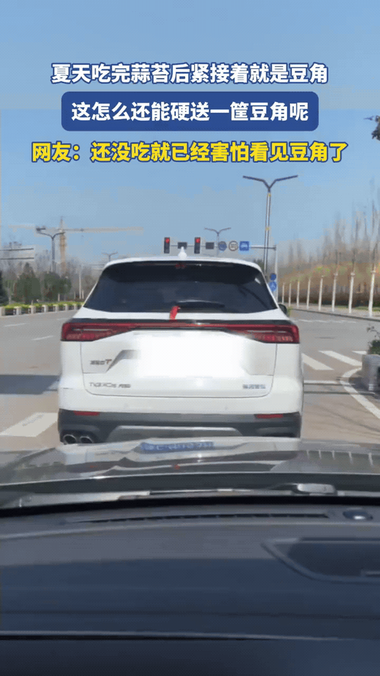 前方车主硬核“送菜”，结局猝不及防😂
 
路口等红灯时，前方SUV的后备箱竟缓