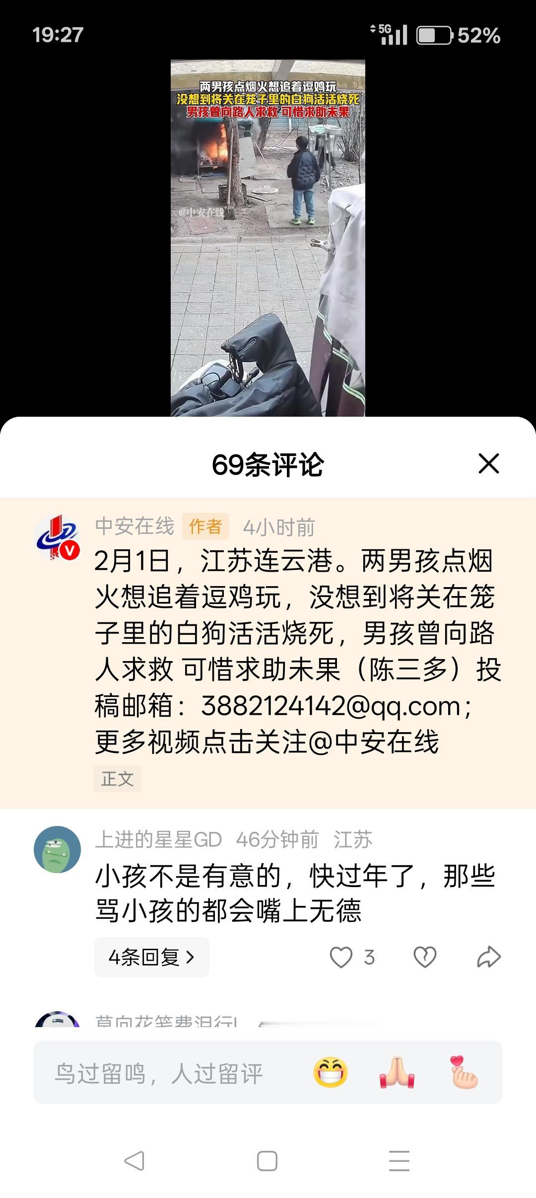 连云港烟花误燃狗笼，网暴孩子是残酷的伪善！

2026年2月1日中午，江苏连云港