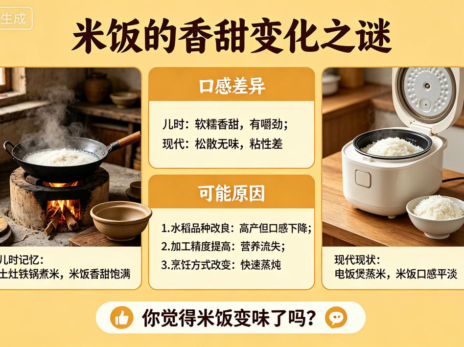 我替你试过了——真的没那么甜了。
这不是错觉，是科学。中国水稻研究所的数据很直接
