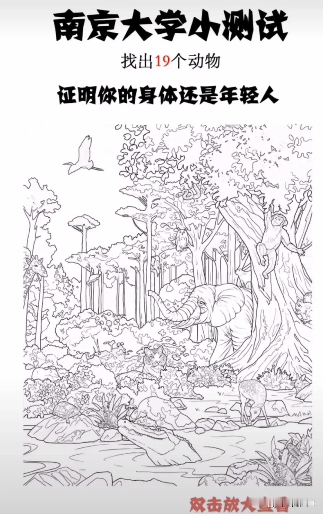 眼力大考验，找出图中的19个动物
找到一半以上的说明你的眼睛正常，全部找到的那就