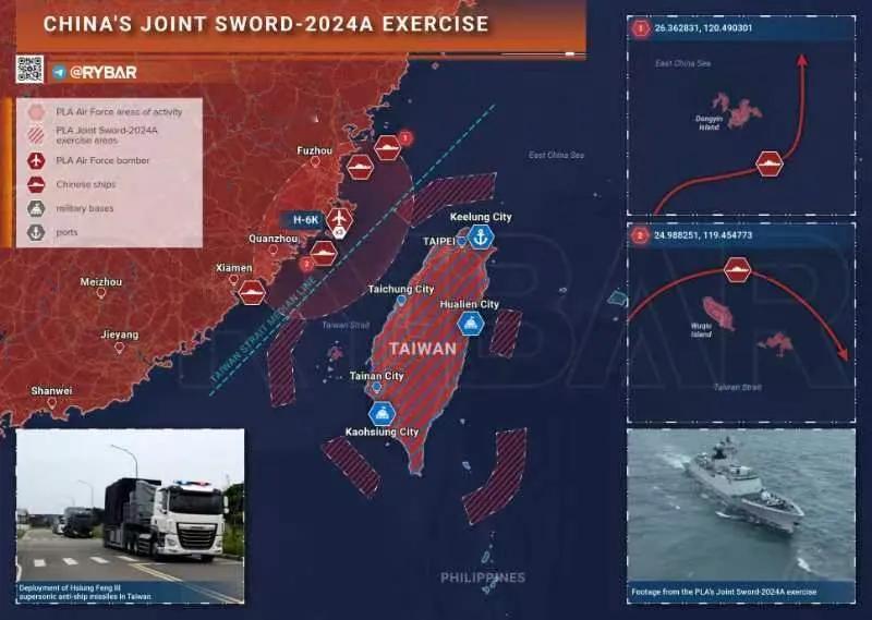 外国人纸上谈兵，这个态势图，有个明显的错误，是轰-6K轰炸机的标注。

解放军不